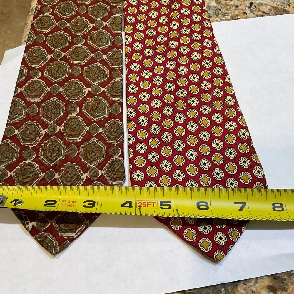 VTG. J. Crew Foulard silk Tie Lot of 2 Geometric Made In USA/ Canada